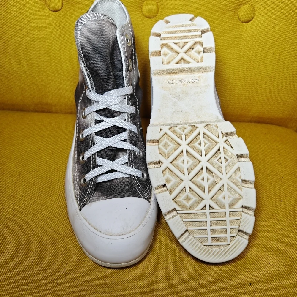 Converse Chuck Taylor All Star High Lugged Tie-dye Grey White Platform Women 6.5
